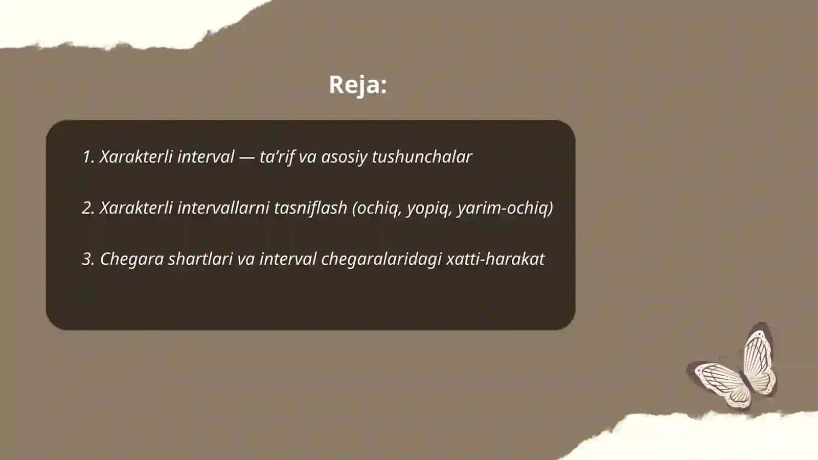 Xarakterli intervallar va ularning yechilishi 2