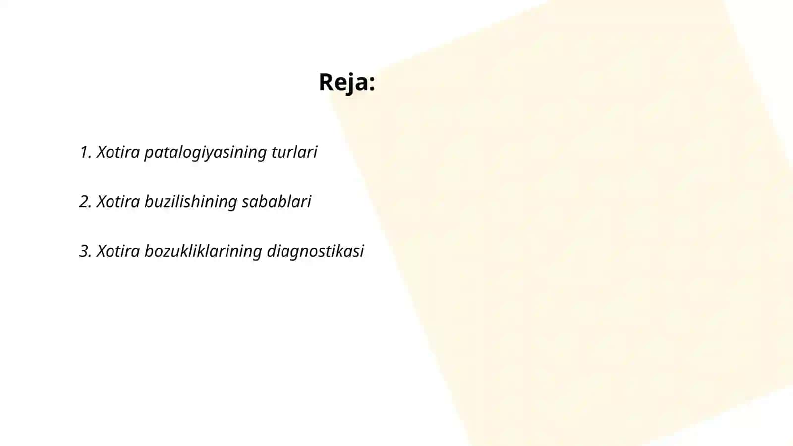 Xotira patalogiyasi va korreksiyasi 2