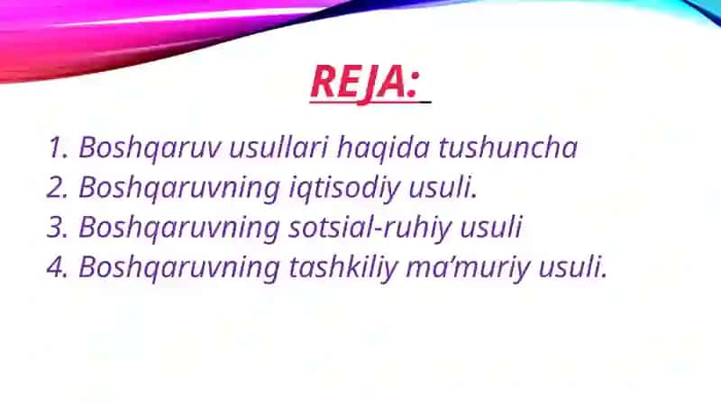 Boshqaruv usullari 2