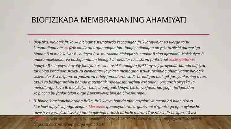 biologik membranalardagi fizik jarayonlar 2