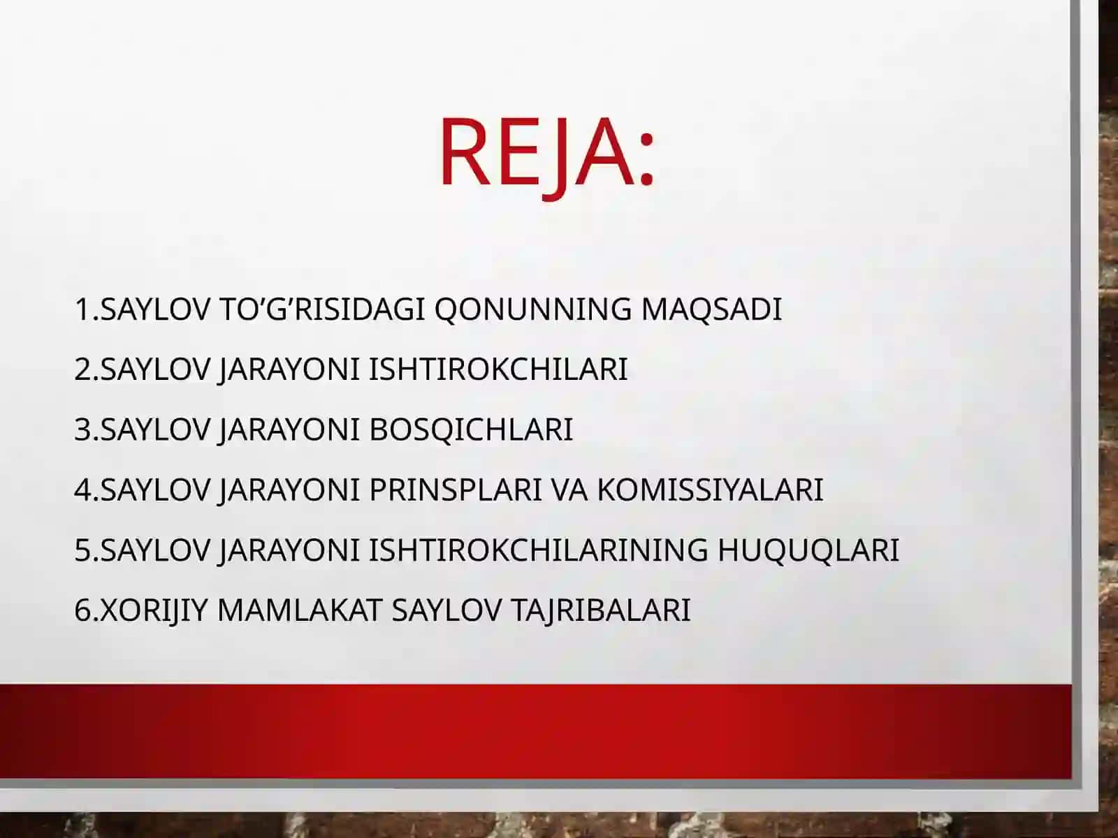 O’zbekiston respublikasi Saylov to‘g‘risidagi qonuni 2
