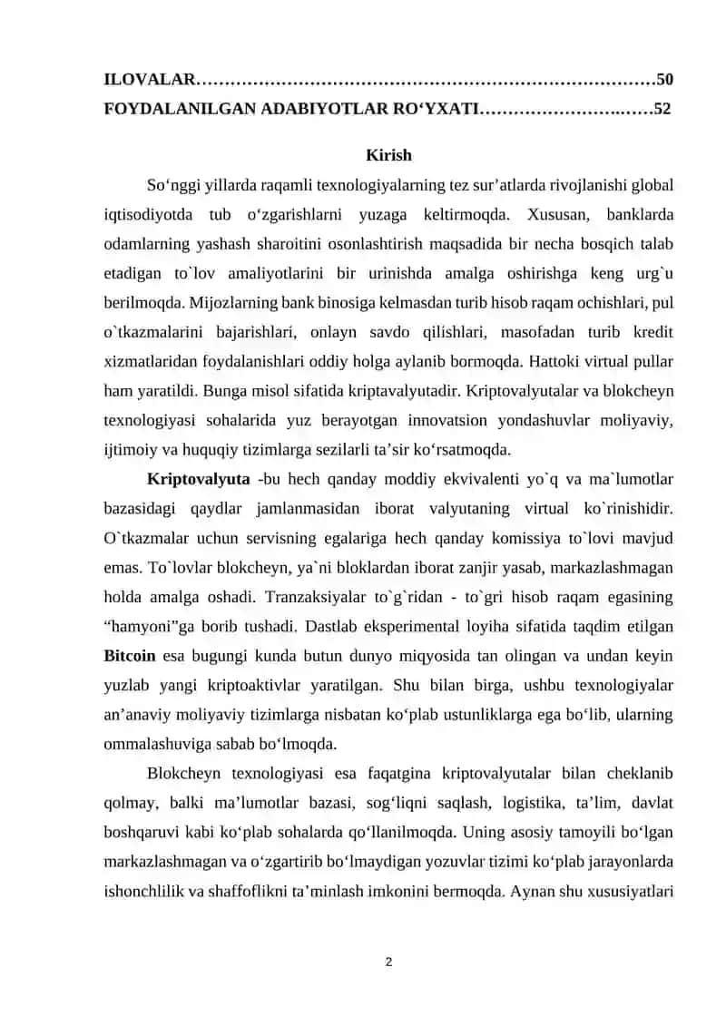 KRIPTOVALYUTALAR VA BLOKCHEYN TEXNOLOGIYALARINING IQTISODIYOTGA TA’SIRI 2