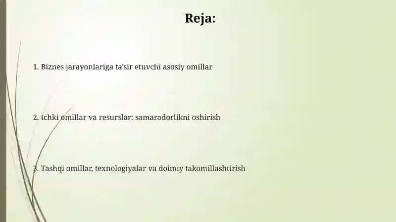 Biznes jaroyonlariga tasir etuvchi omillar 2