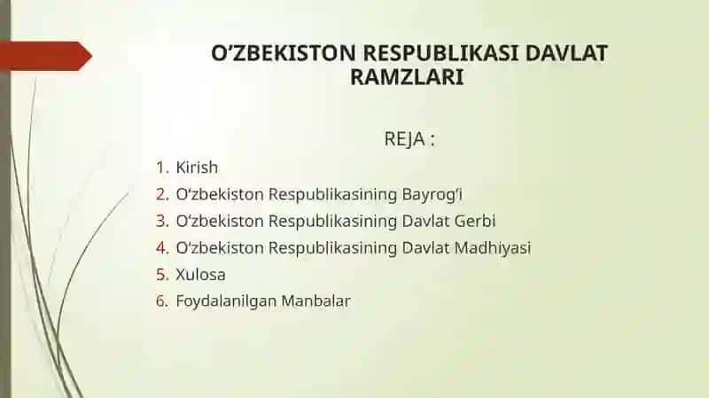 ozbekistonning eng yangi tarixi  ozbekiston davlat ramzlari 2