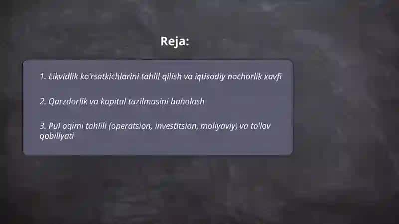 Iqtisodiy nochorlik xavf-xatarlarini aniqlashda moliyaviy holat tahlili 2