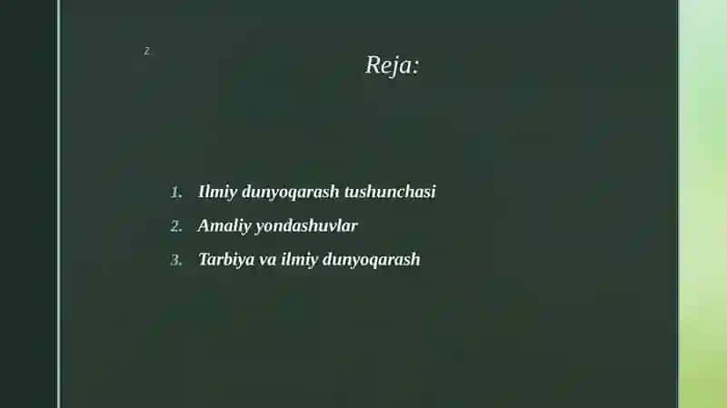 O‘quvchilarning tarbiyada ilmiy dunyoqarashini shakllantirish 2