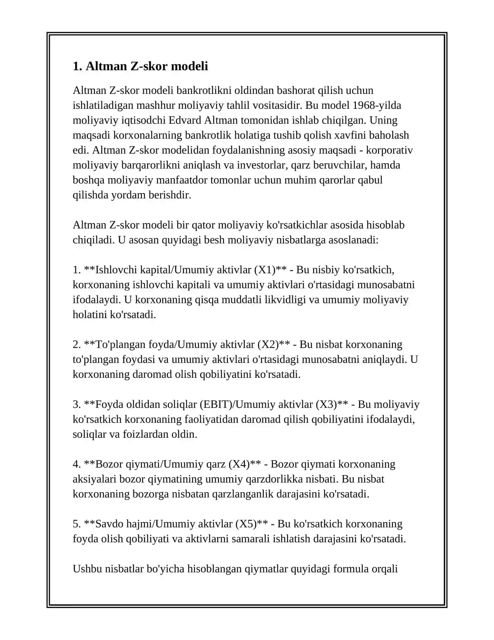 BANKROTLIKNI ANIQLASHNING TURLI MODELLARI 2