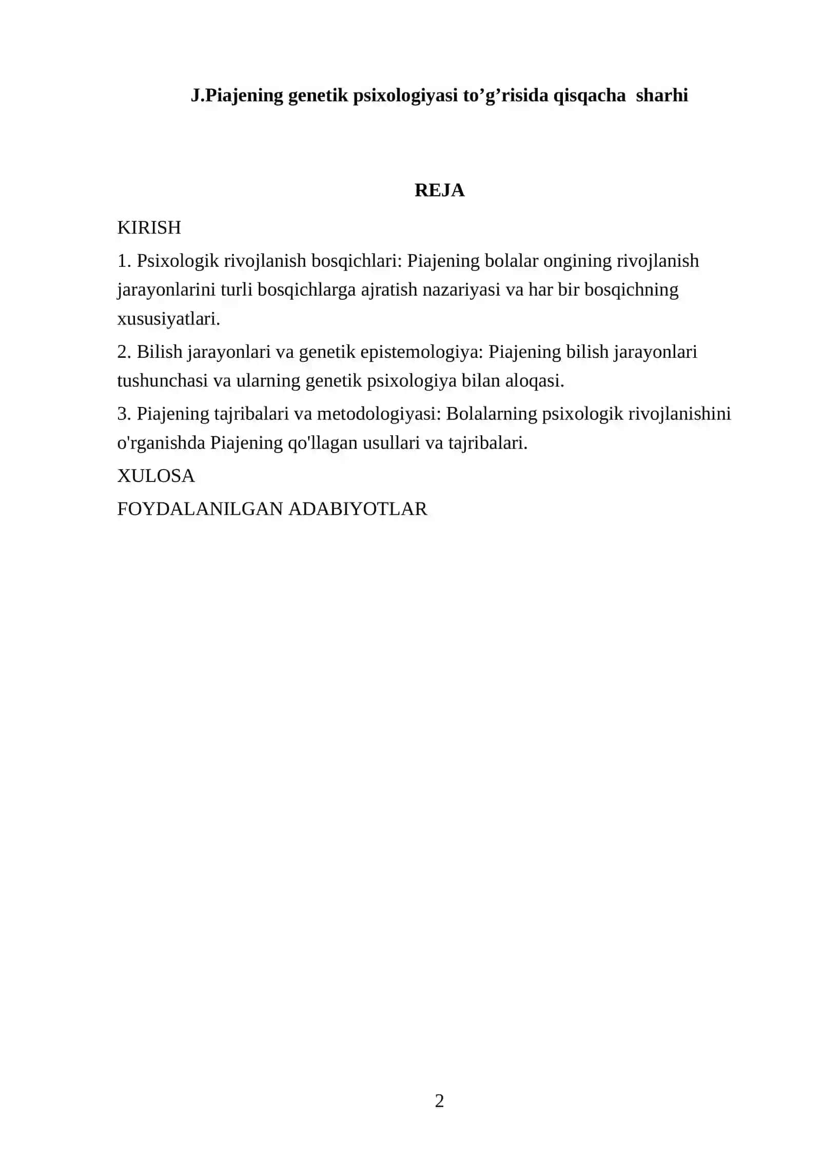 J.Piajening genetik psixologiyasi toʼgʼrisida qisqacha sharhi 2