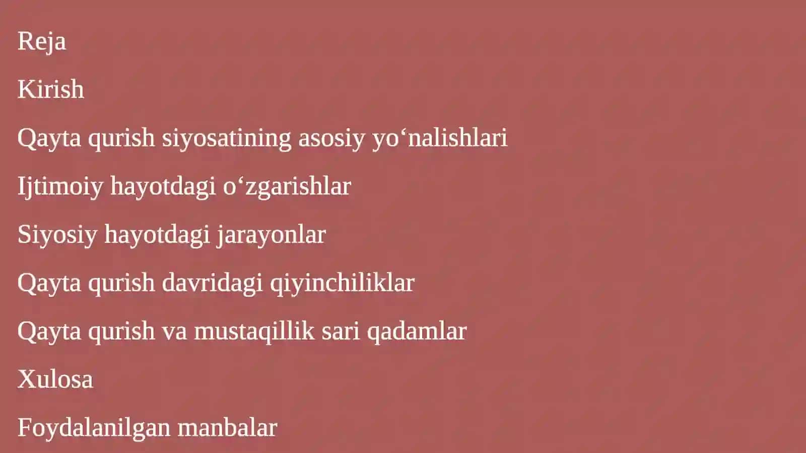 Qayta qurish yillarida O‘zbekistondagi ijtimoiy-siyosiy vaziyat 2