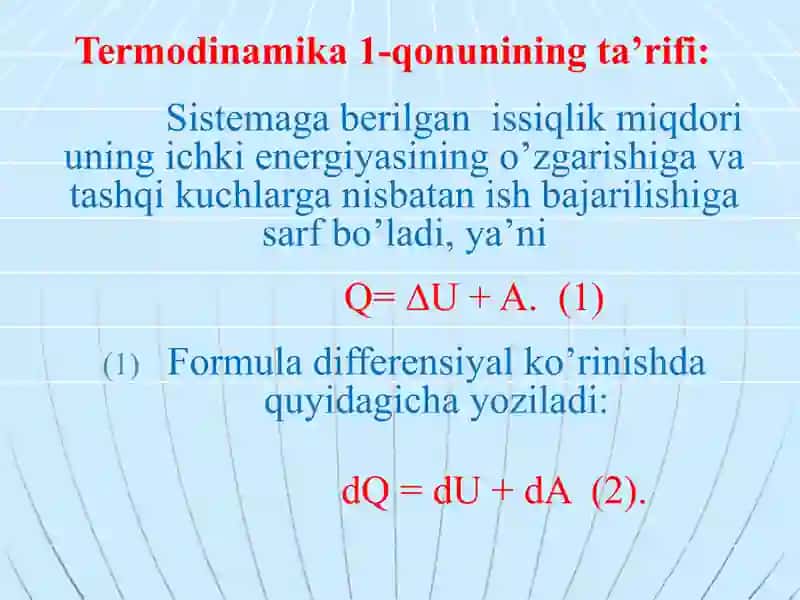Termodinamika qonunlari va ularning tadbiqini o'rganish 2