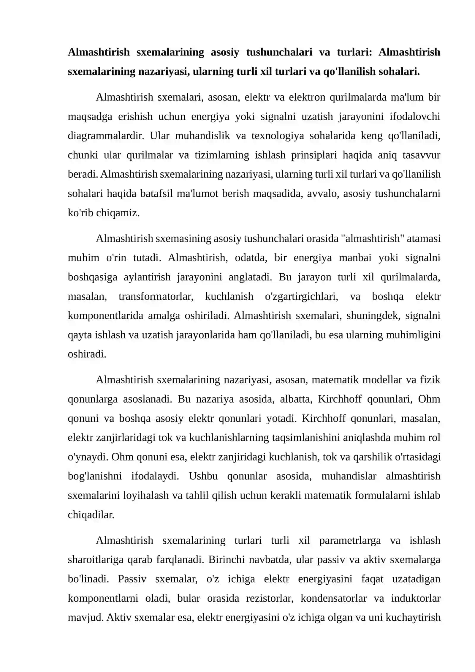 Almashtirish va prinsipial sxemalarining CAD dasturi ta'minotlari orqali tasvirlash.h 2