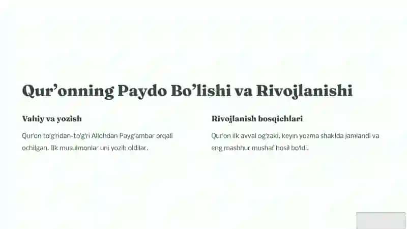 Qurʼon, Hadis, Fiqh, Aqida Ilmlarining Shakllanish Tarixi 2