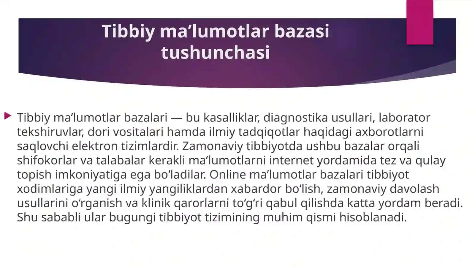 Tibbiy ma’lumotlar bazalarigaonlinekirish 2