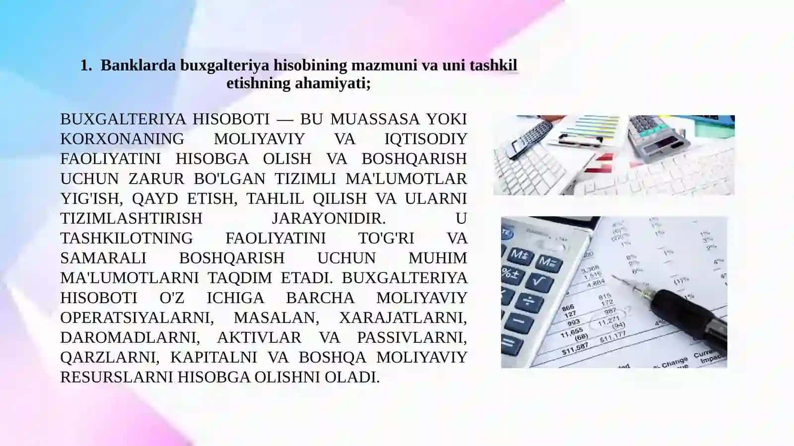 BANKLARDABUXGALTERIYAHISOBINI TASHKIL QILINISH ASOSLARI 2