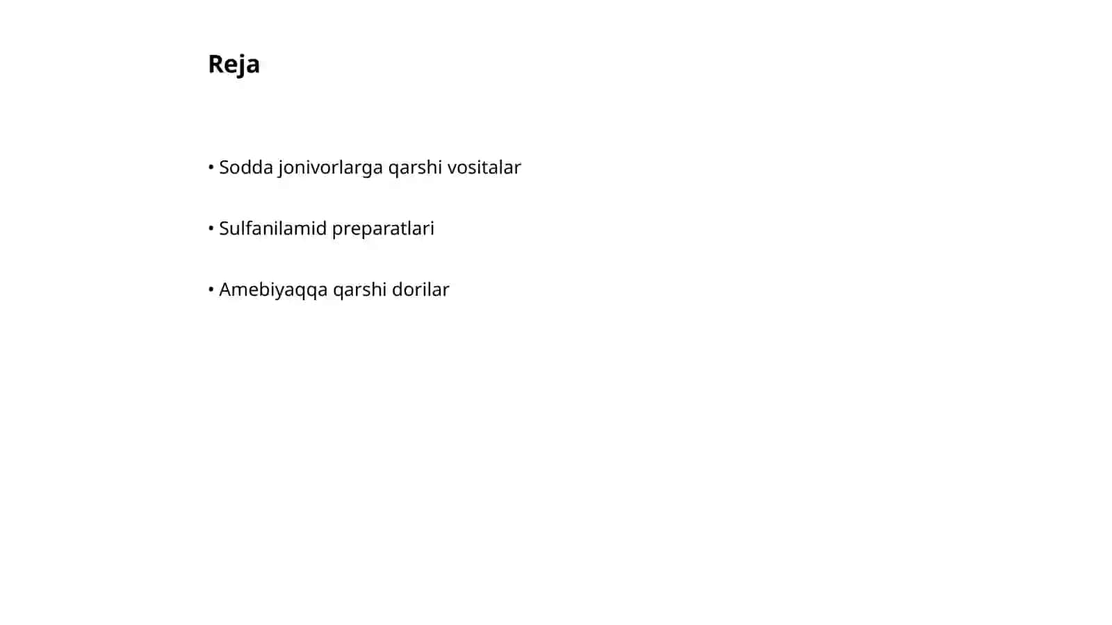 Sodda jonivorlarga qarshi vositalar. Sulfanilamid preparatlari 2