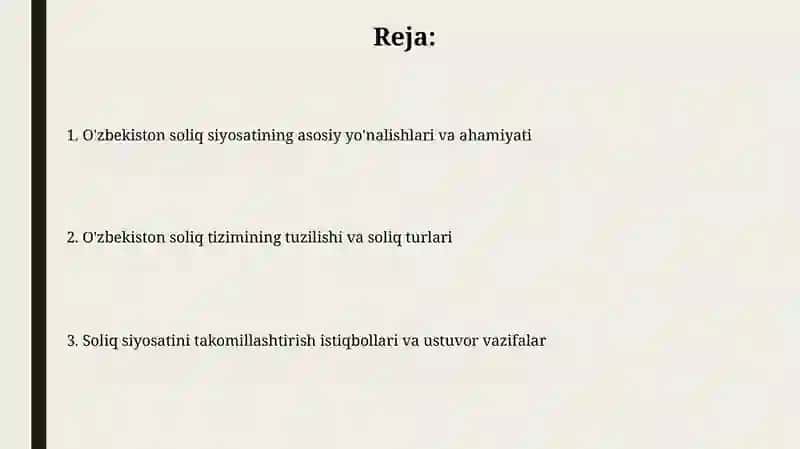 O'zbekiston Respublikasida Soliq siyosati 2