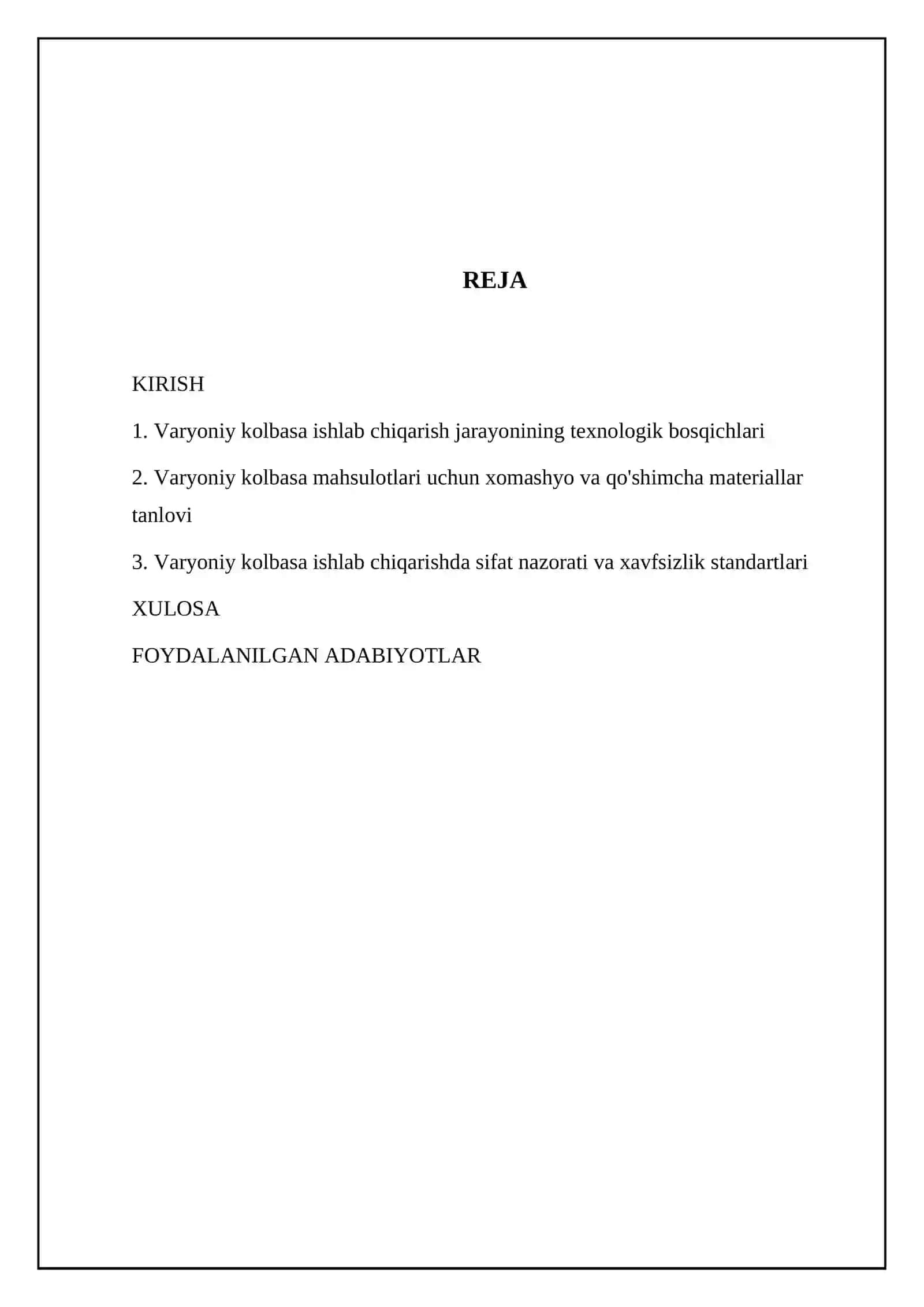 Varyoniy kolbasa mahsulotlarini ishlab chiqarish 2