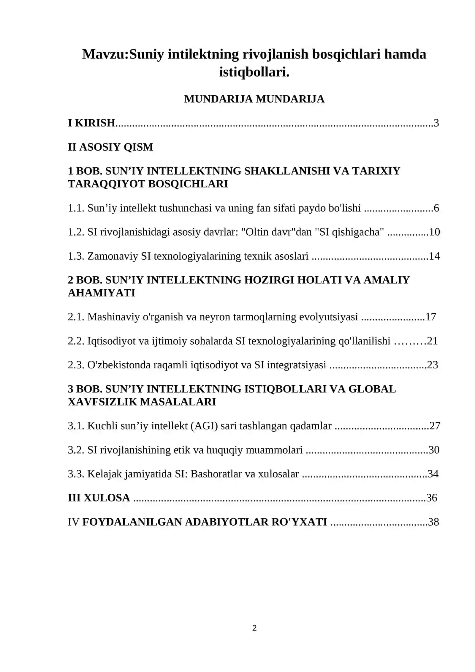 Suniy intilektning rivojlanish bosqichlari hamda istiqbollari 2