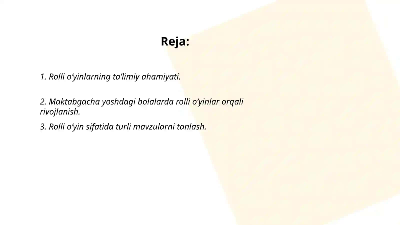 Erta bolalik davrida rolli oʻyinlarga rahbarlik qilish metodikasi va maktabgacha yoshdagi bolalar misolida 2