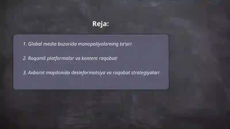 Bozorova Shaxinaning Mediasavodxonlik va axborot madaniyati fanidan tayyorlagan taqdimoti 2