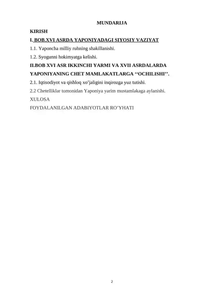 XVI-XVIII ASRLARDA YAPONIYANING IJTIMOIY IQTISODIY AHVOLI 2