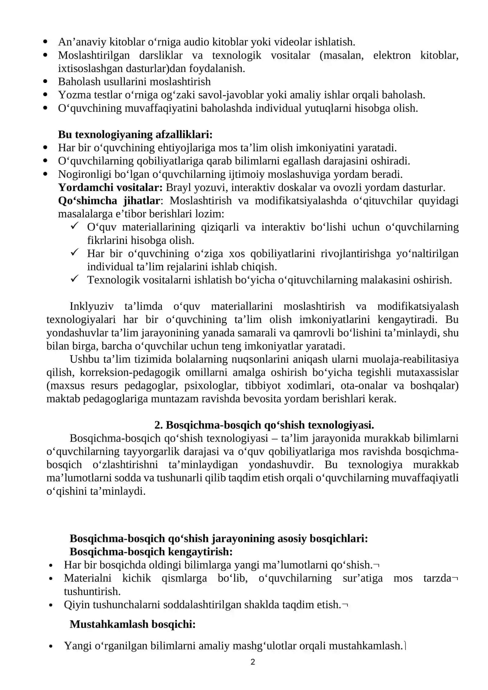 Ta’lim muassasalarida alohida yordamga muhtoj bolalarning ta’lim olishini qo‘llab-quvvatlash texnologiyalari. Ijtimoiy-hissiy o‘rganish. 2