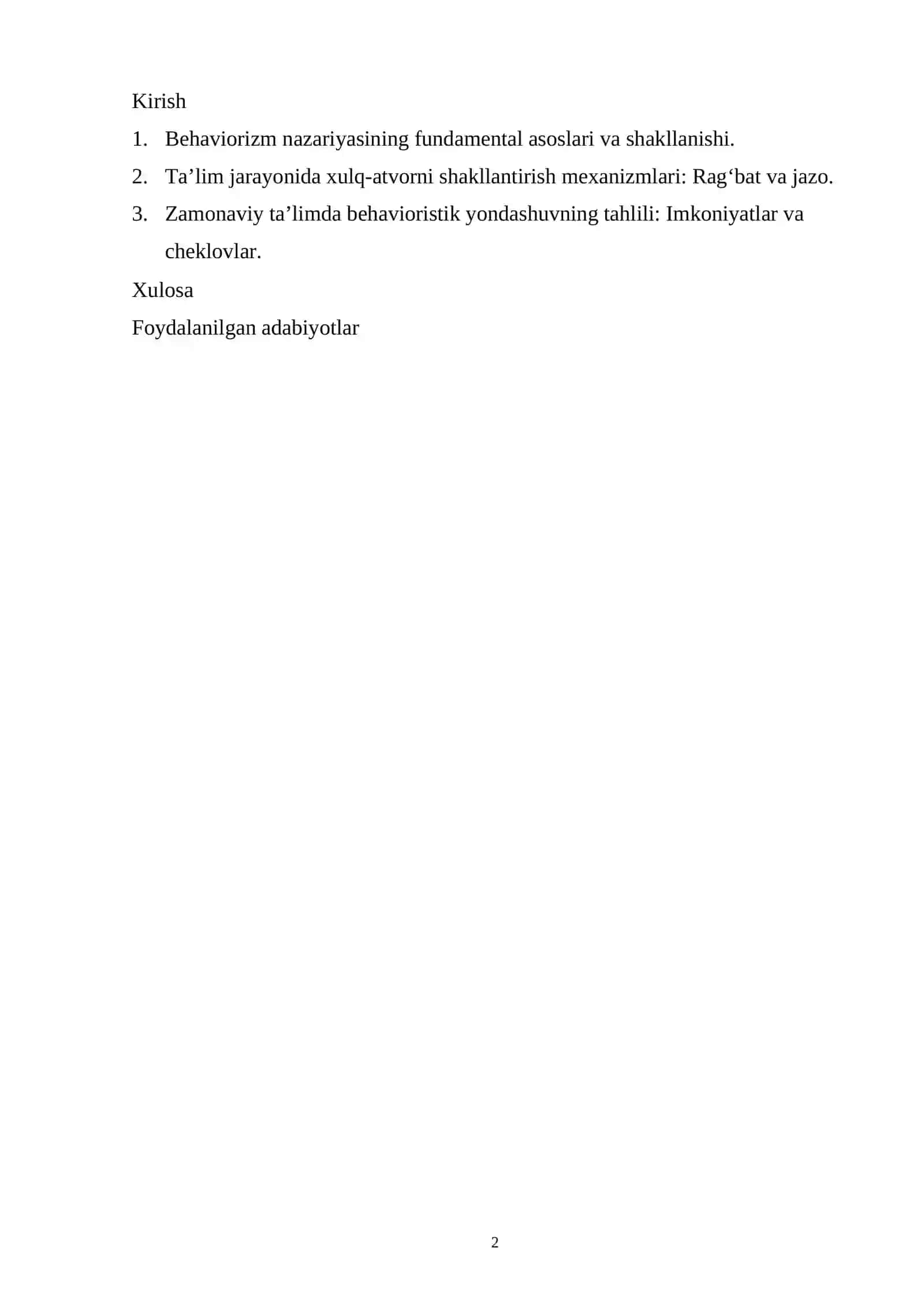 Ta’limda xulq-atvorni shakllantirish: Behavioristik yondashuv tahlili 2