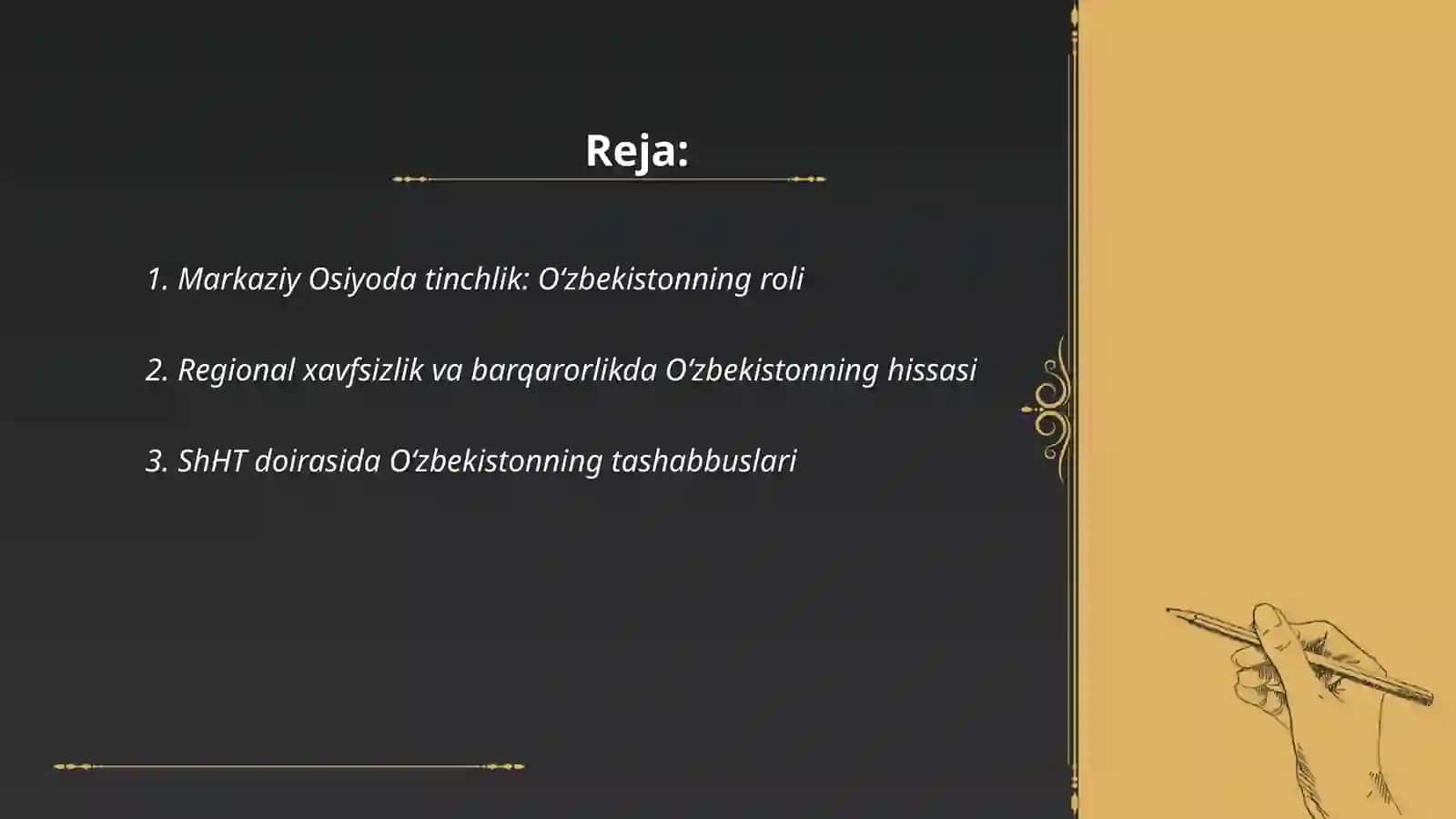 O‘zbekiston markaziy osiyoda tinchlik va barqarorlikni ta’minlashdagi òrni 2