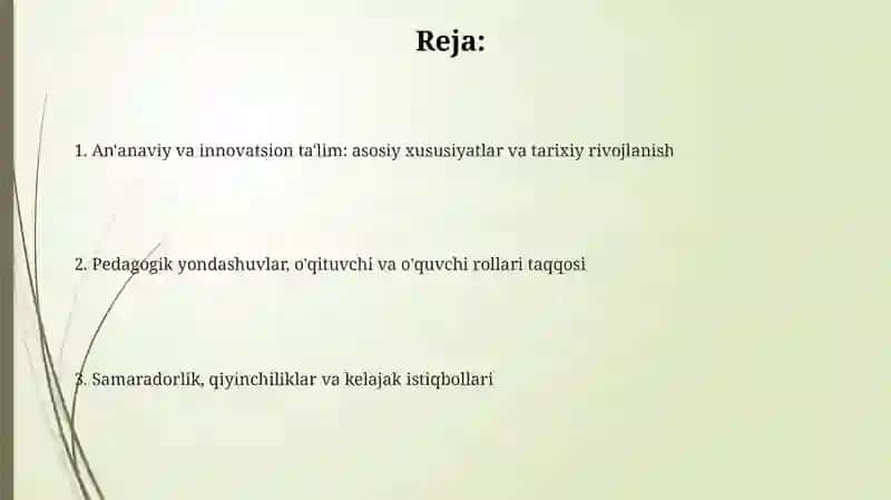 An'anaviy va innovatsion ta'limning qiyosiy tahlili 2