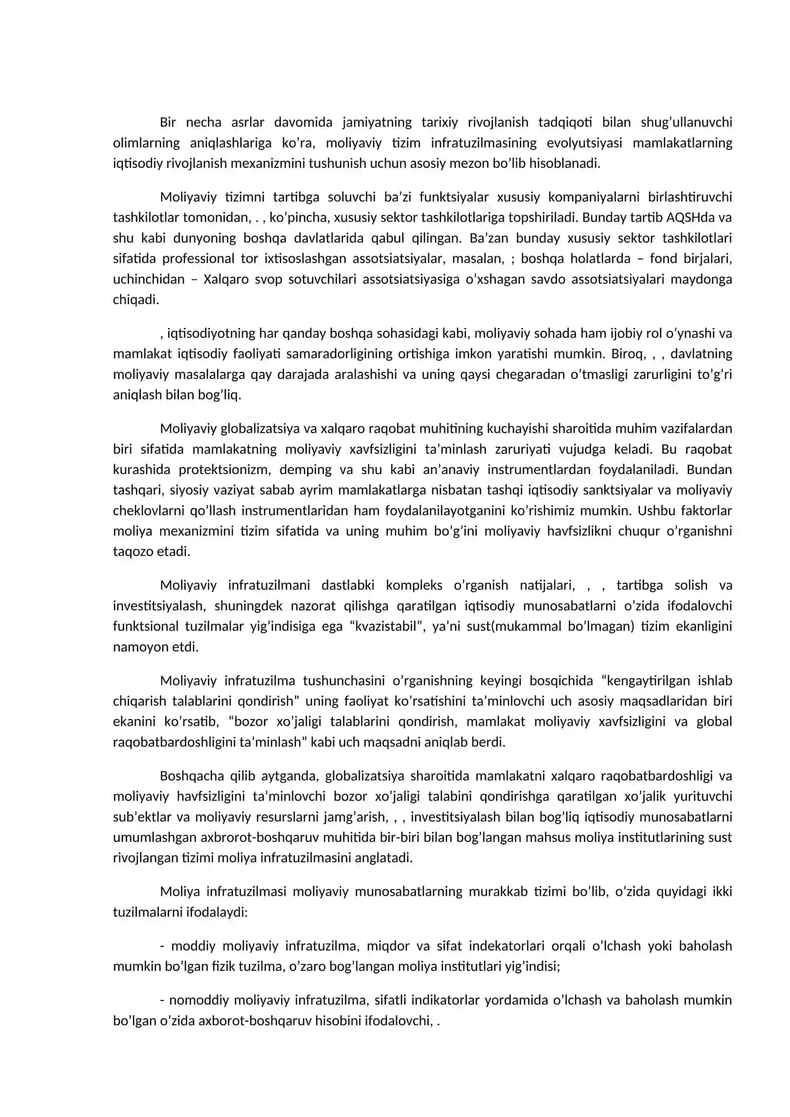 Moliyaviy infratuzilma va moliyaviy tizimni tartibga solish 2