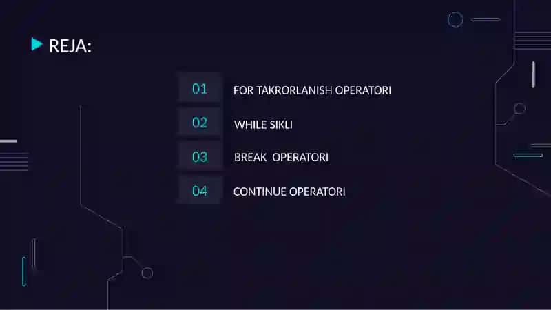 PYTHONDA BOSHQARUV BAYONOTLARI(Python Control Statements) 2