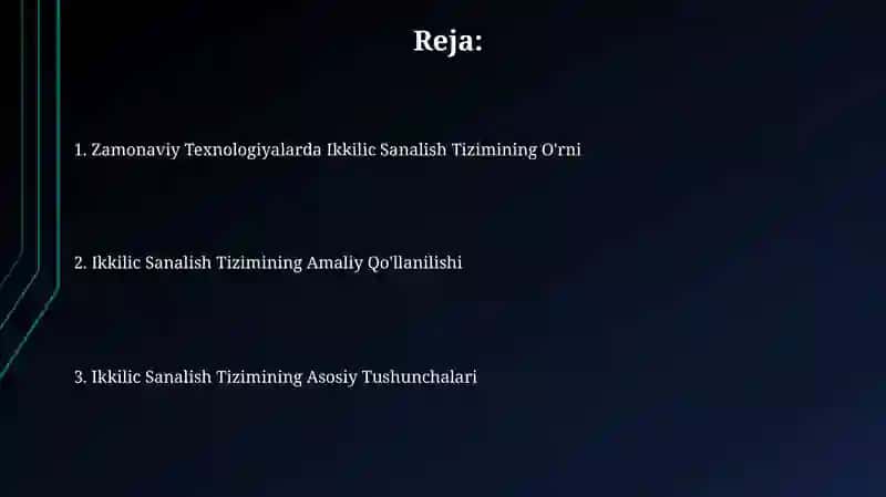 Ikkilik sanoq sistemasining tadbiqi 2