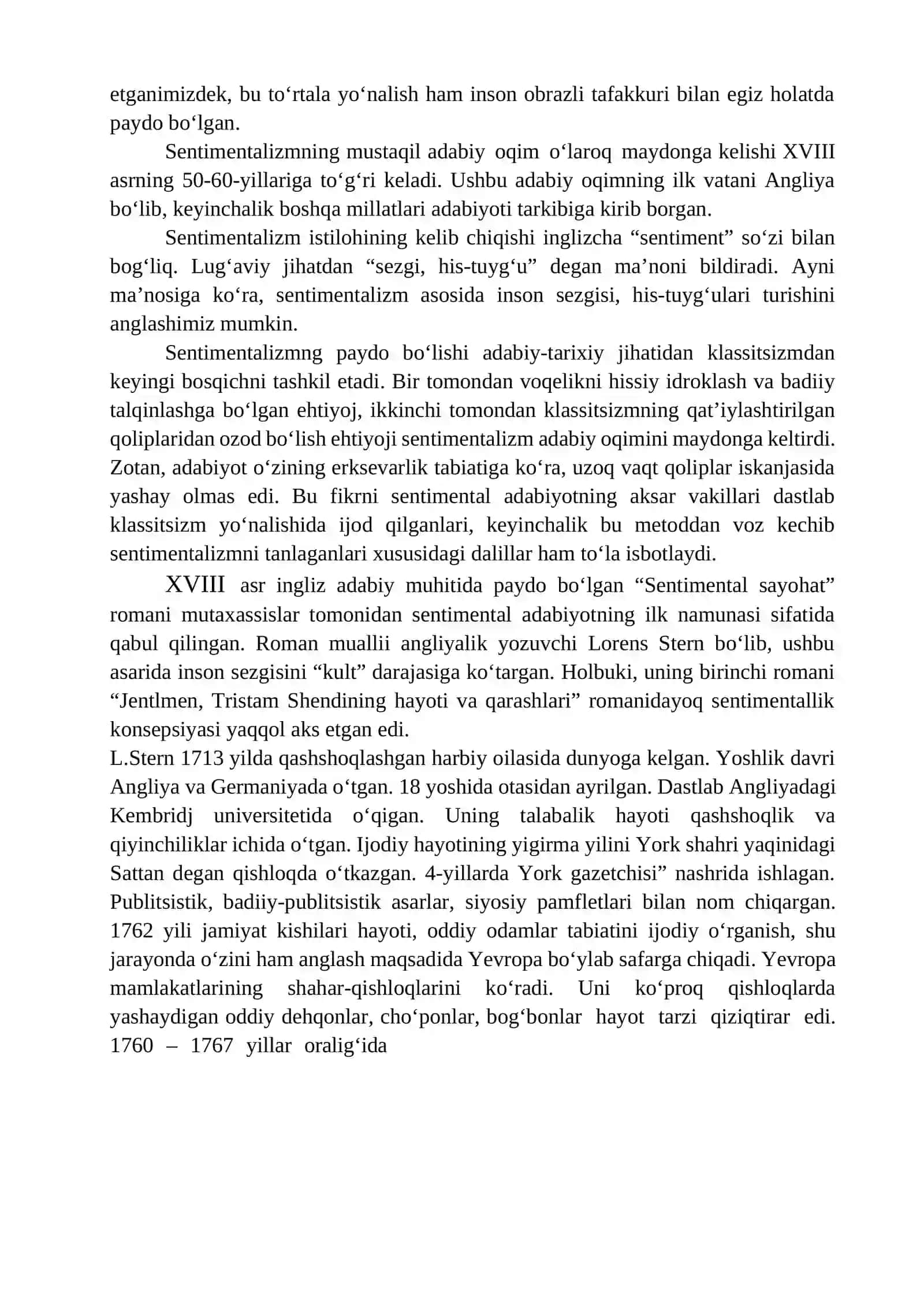 SHARQ VA GʻARB BADIIY TAFAKKURIDA SENTIMENTALIZM, ROMANTIZM, NATURALIZM, REALIZM 2