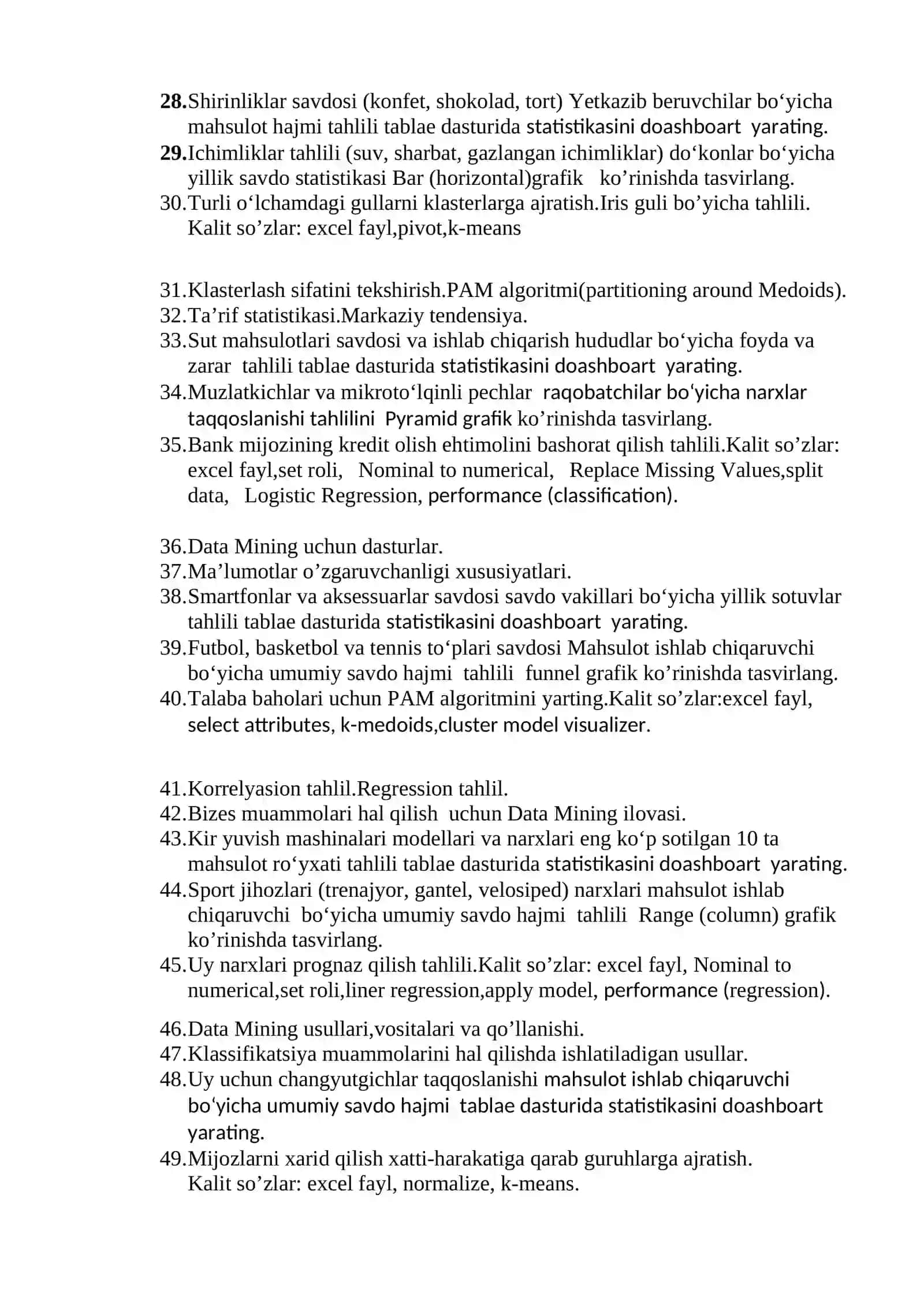 Data Mining vositalarini vizualizatsiya qilish 2