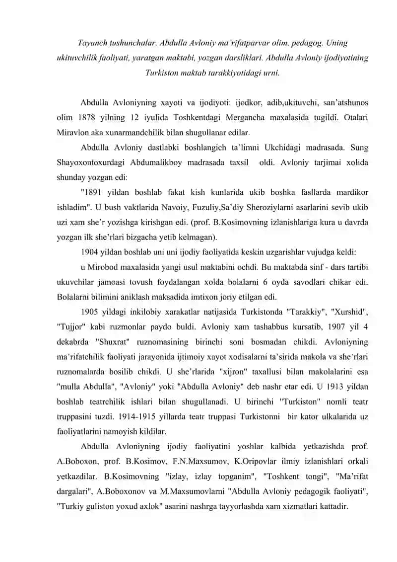 Abdulla Avloniyning pedagogik faoliyati 2