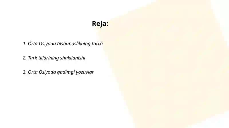 Órta Osiyoda tilshunoslikning rivojlanishi 2
