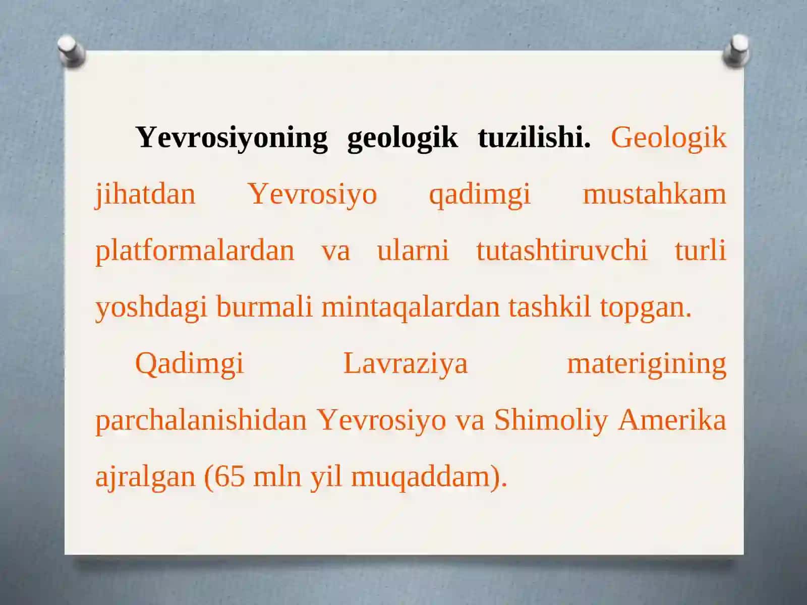 Geologik tuzilishi va foydali qazilmalari.  Relyefi 2