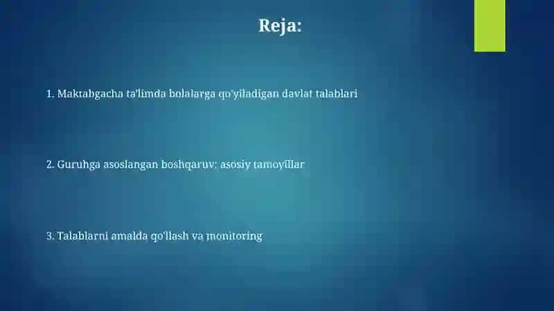 Davlat talablari bolalarning maktabga psixologik va pedagogik jihatdan tayyorligini belgilaydi 2