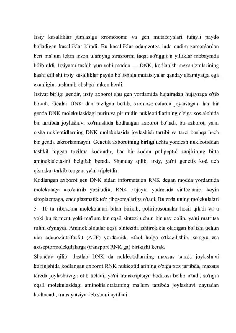 Irsiy kasalliklar klasifikatsiyasi  irsiy kasaliklar  diagnostikasida malekulyar genetik analiz 2