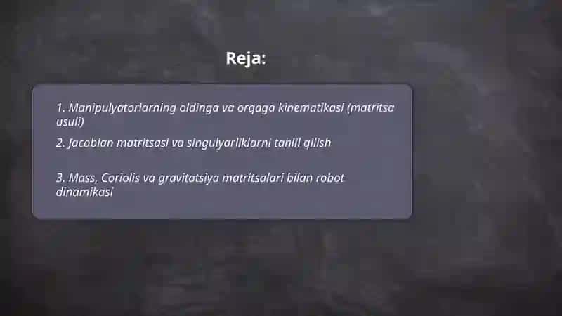 Chiziqli algebra va robototexnikaga tadbiqi 2