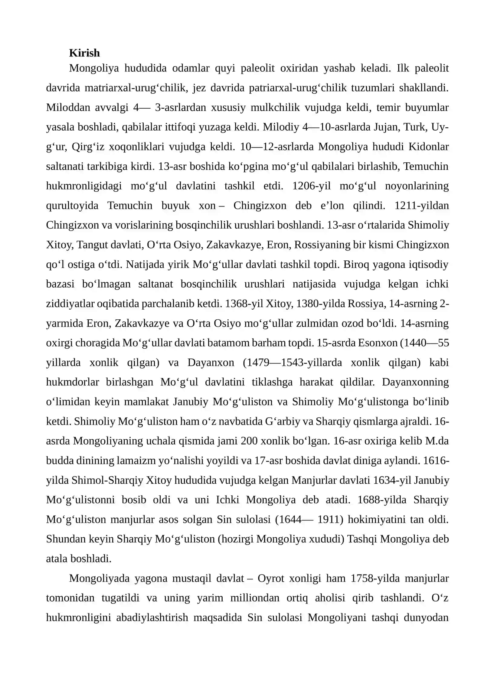 Mongoliya Respublikasi haqida umumiy ma'lumotlar 2