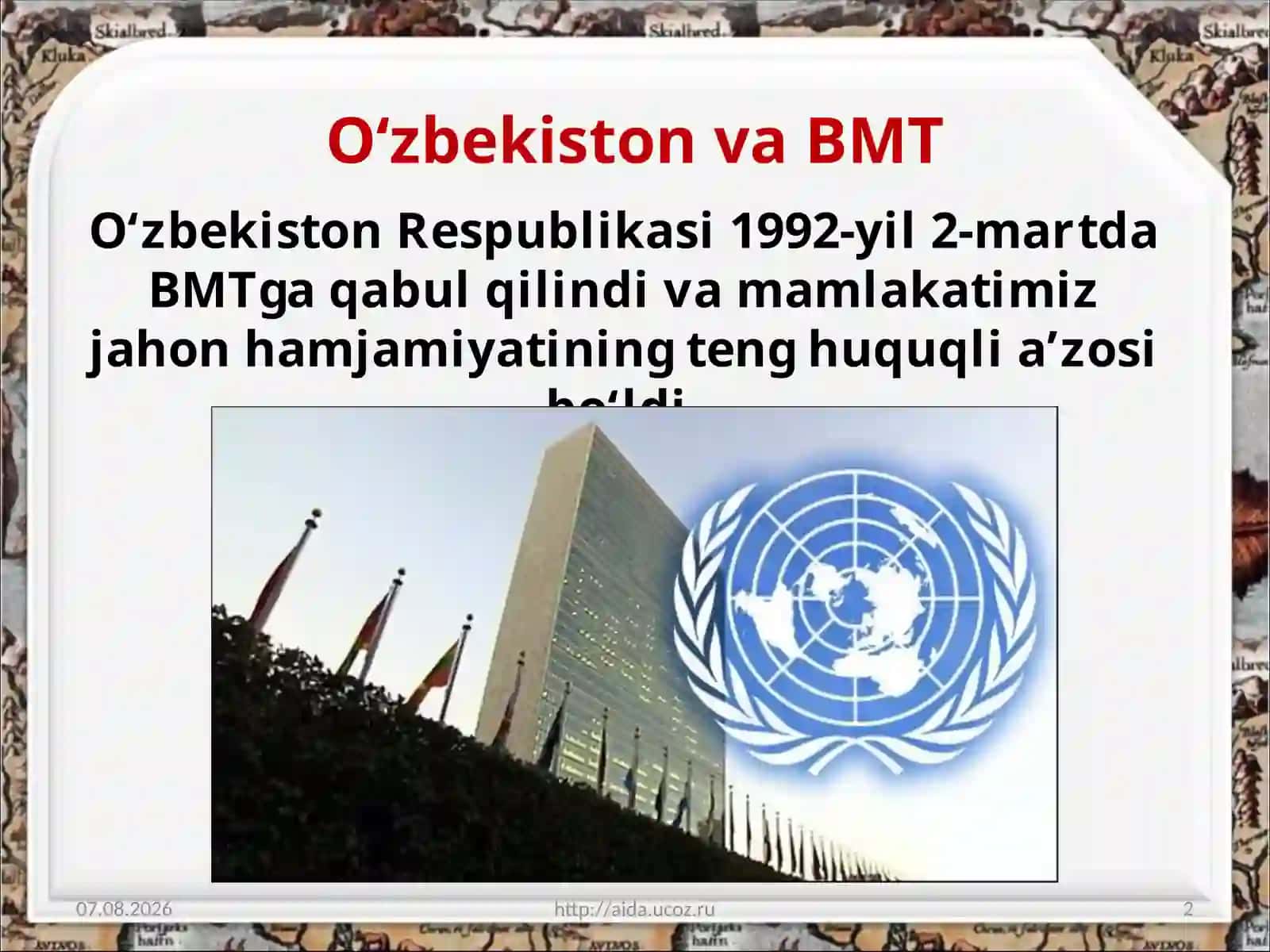 O‘zbekistonning jahon hamjamiyatiga integratsiyalashuvi 2