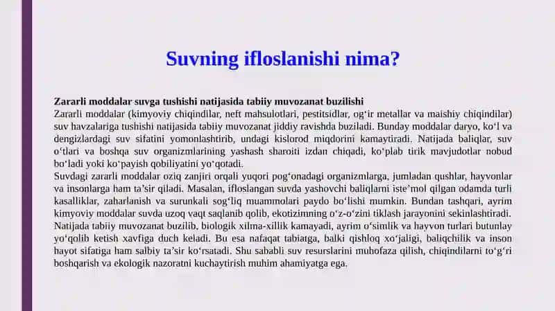 Suvning Ifloslanishi Global Muammo 2