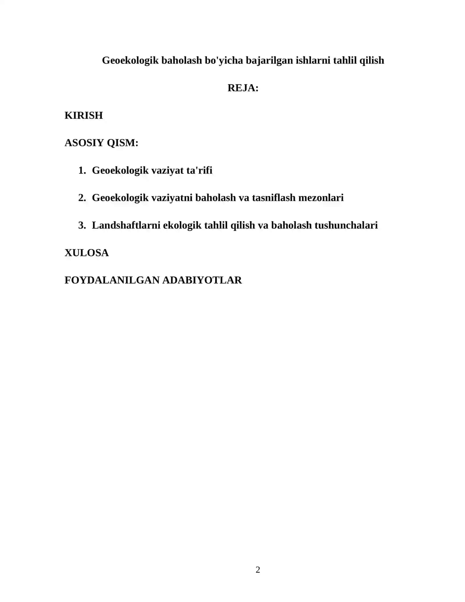 Geoekologiya va Landshaftkar ekologiyasi 2