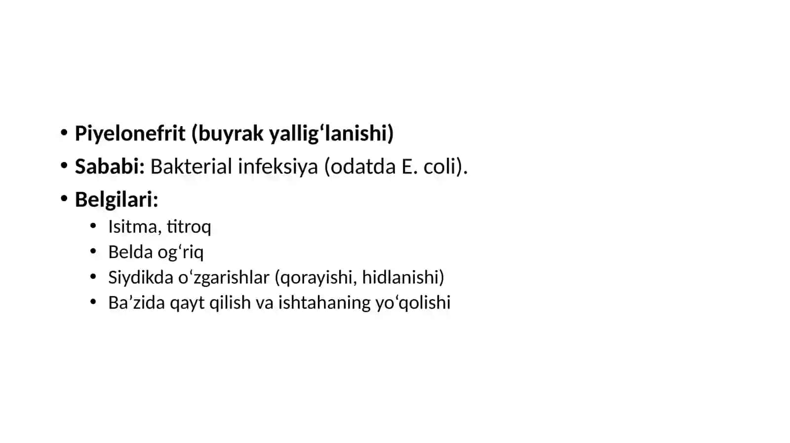 Buyrak va siydik chiqarish a’zolari kasalliklari 2