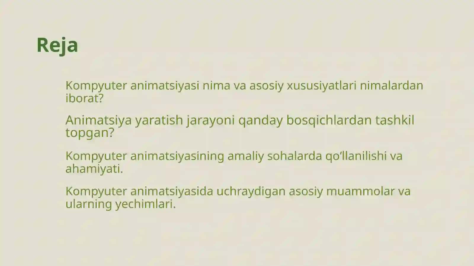 Kompyuter animatsiyasi haqida umumiy ma’lumot 2