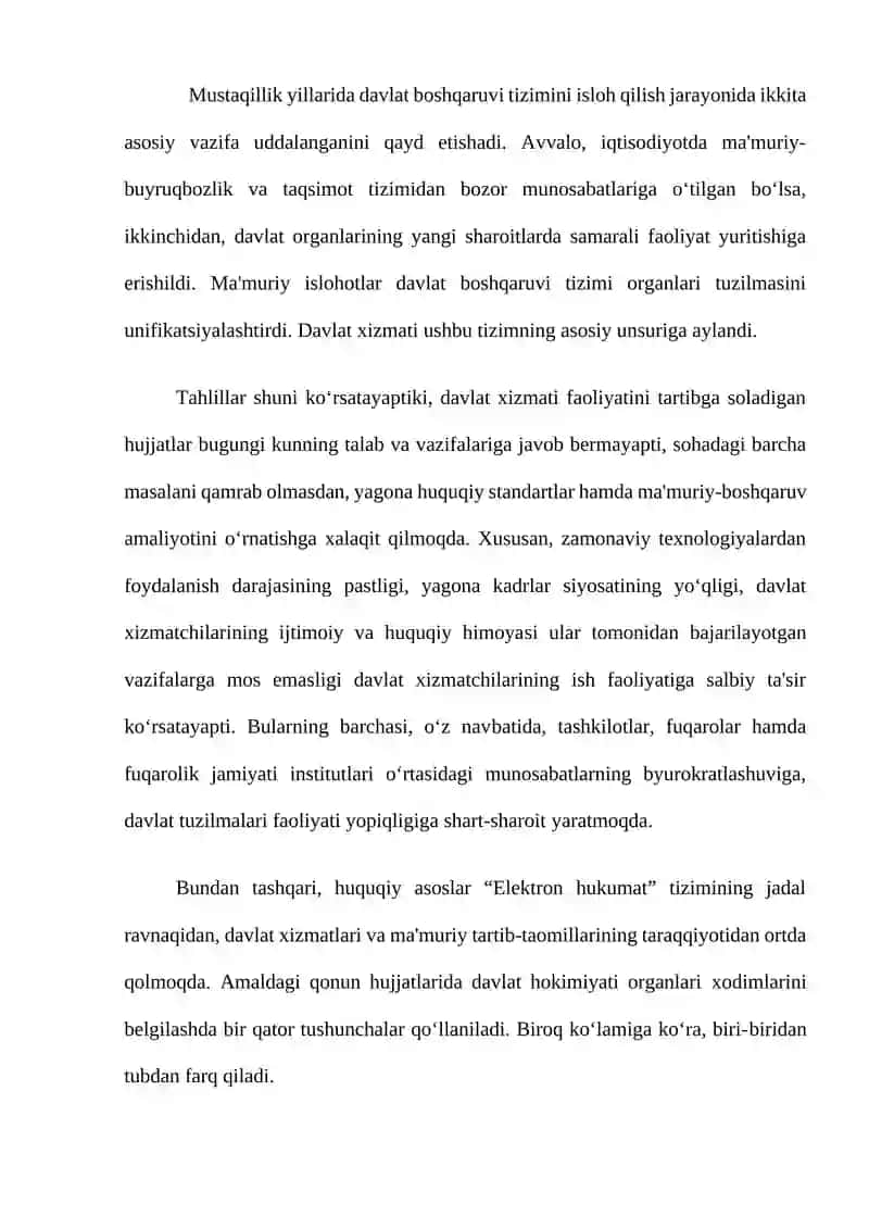 Mustaqillik yillarida davlat boshqaruvi tizimida amalga oshirilgan islohotlar 2