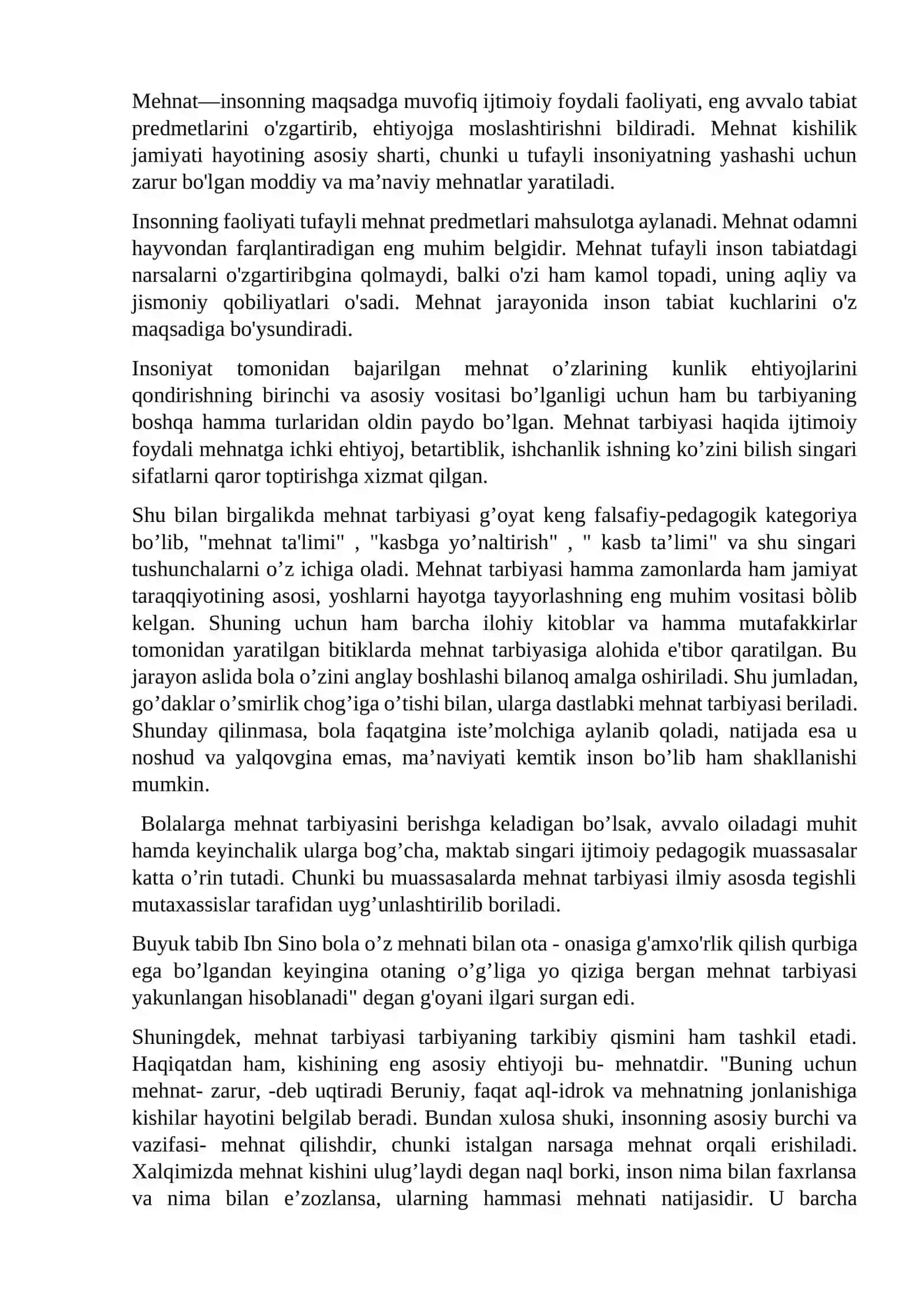 Shaxs tarbiyasida mehnat tarbiyasining o'rni 2