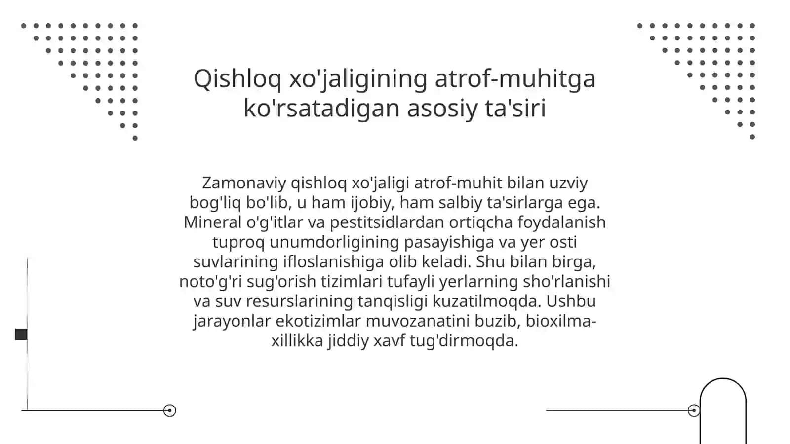 Qishloq xo'jaligining ekologik barqarorlikdagi o'rni va ahamiyati 2