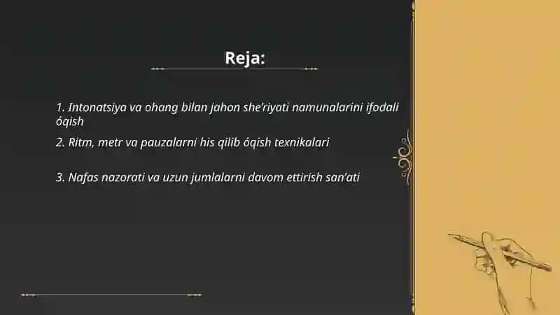 Jahon she’riyati namunalarini ifodali óqish 2